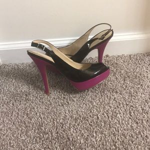 Enzo Angiolini pink and black heels